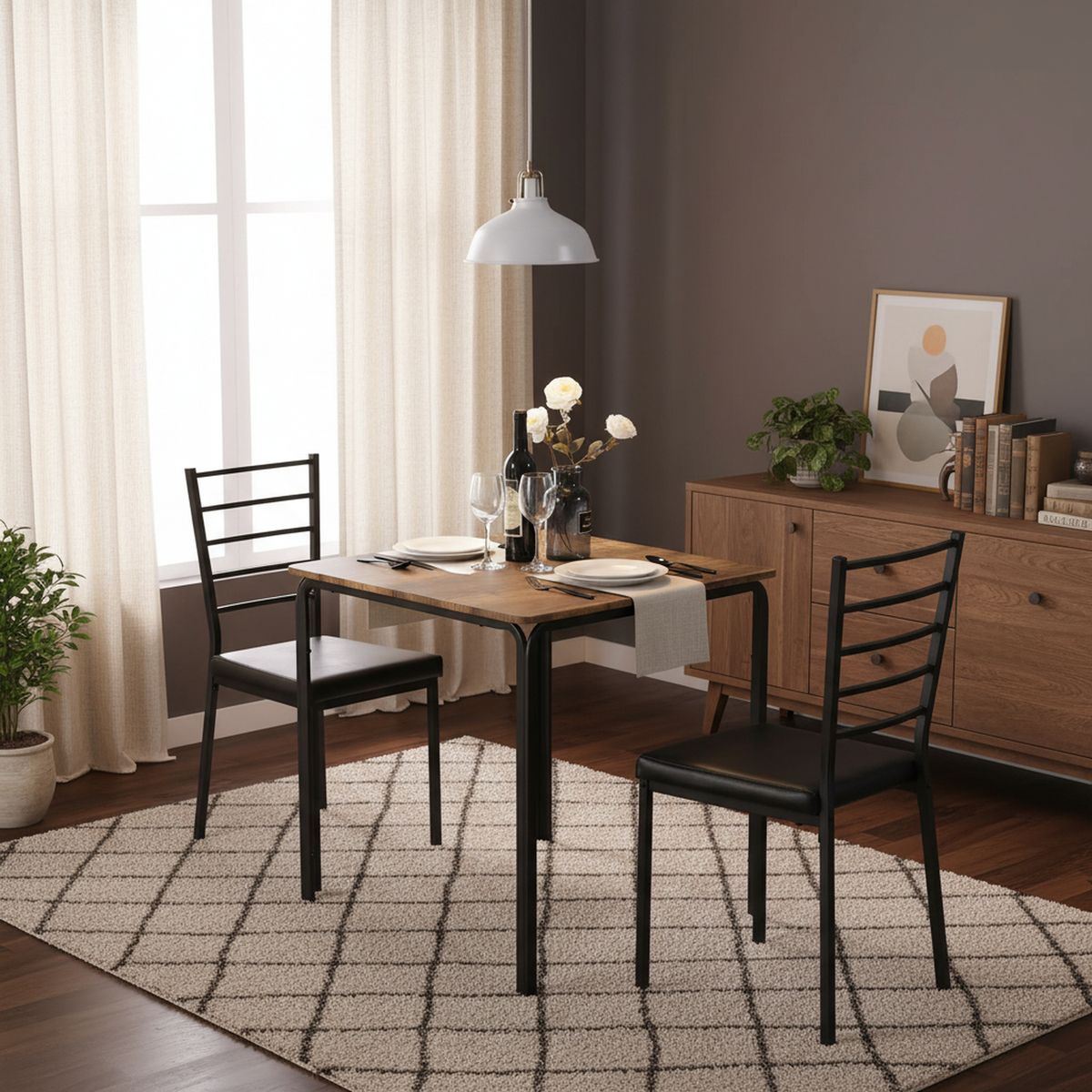 JUST HOME COLLECTION - Juego de Comedor 2 Sillas Negro