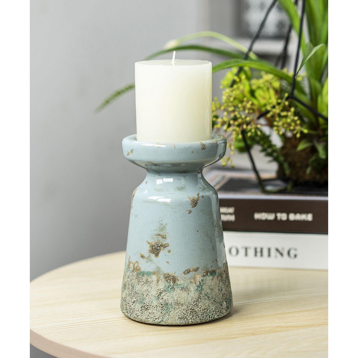 JUST HOME COLLECTION - Portavela Terracotta Azul 11.5x18cm