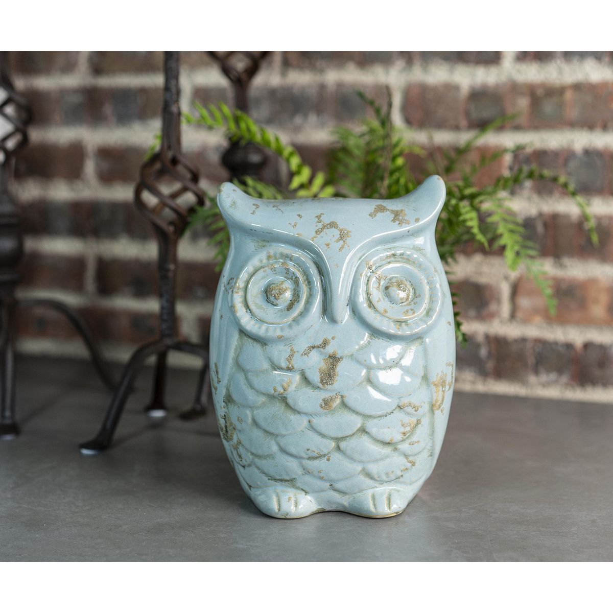 JUST HOME COLLECTION - Búho Decorativo Azul 17x13x22.5cm