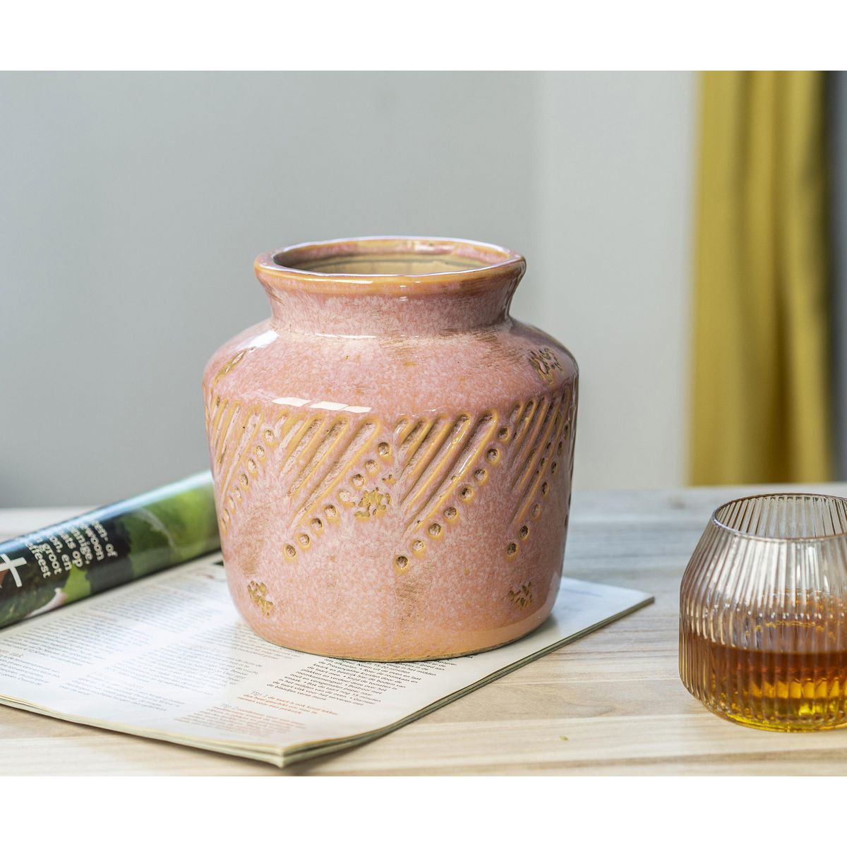 JUST HOME COLLECTION - Jarrón Terra Naranja 17.5x17.5cm