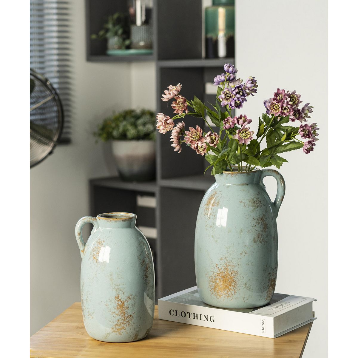 JUST HOME COLLECTION - Jarrón Terra Celeste 15x23cm