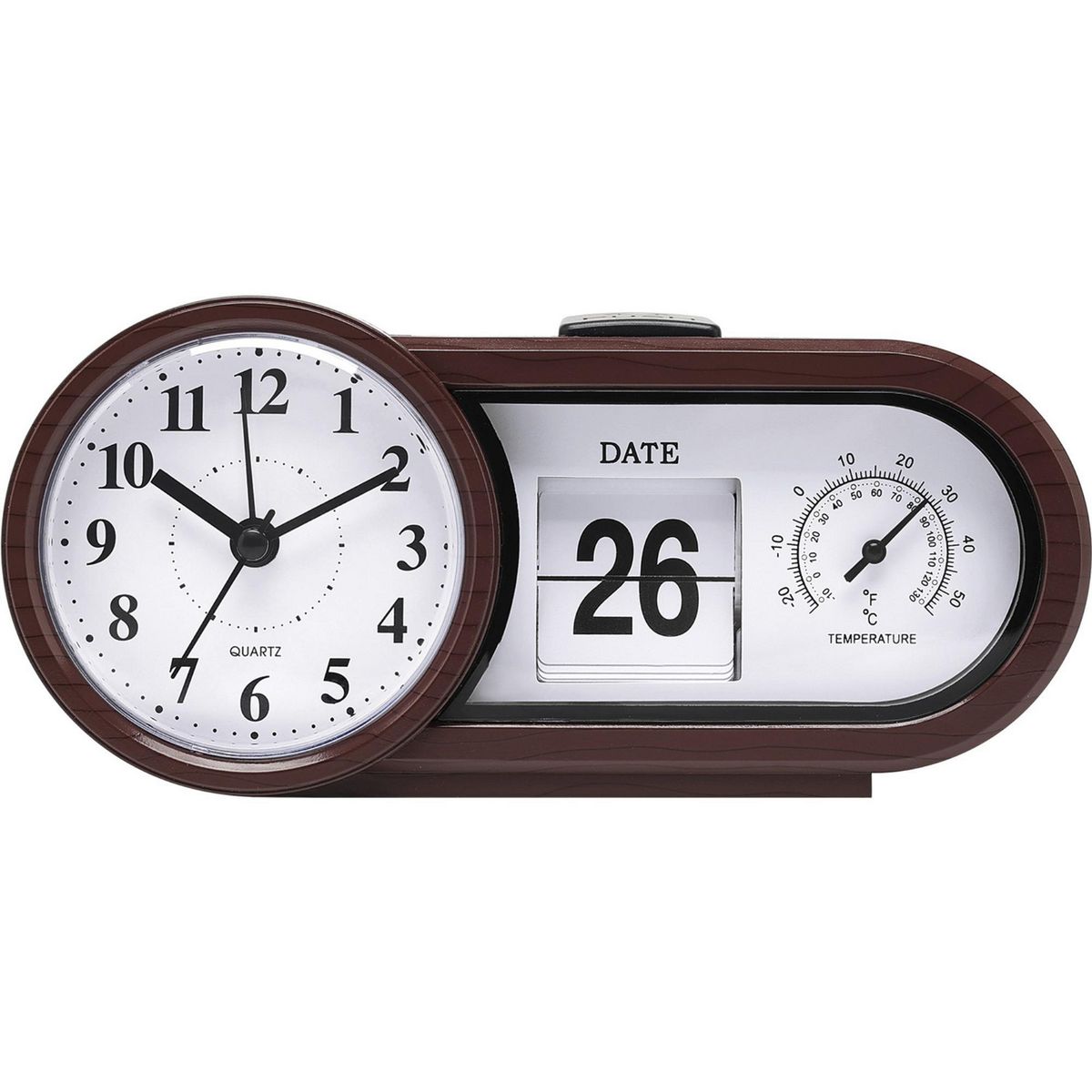 CASA BONITA - Reloj con Alarma 19x6cm Café