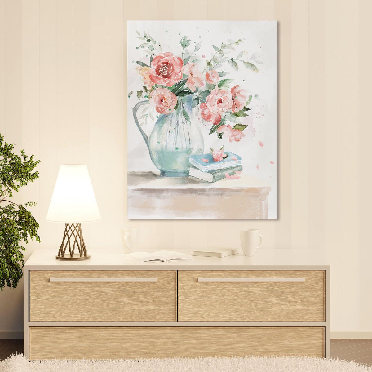 JUST HOME COLLECTION - Cuadro Canvas Florero Cielo Ros 60X80 CM