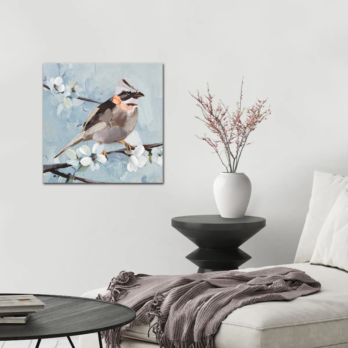 JUST HOME COLLECTION - Cuadro Canvas Pajarito Café 40x40cm