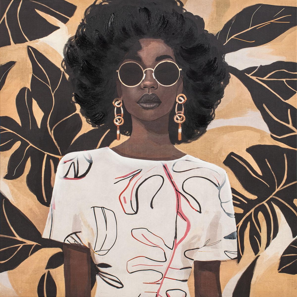 JUST HOME COLLECTION - Cuadro Canvas Mujer Lentes 70x70cm