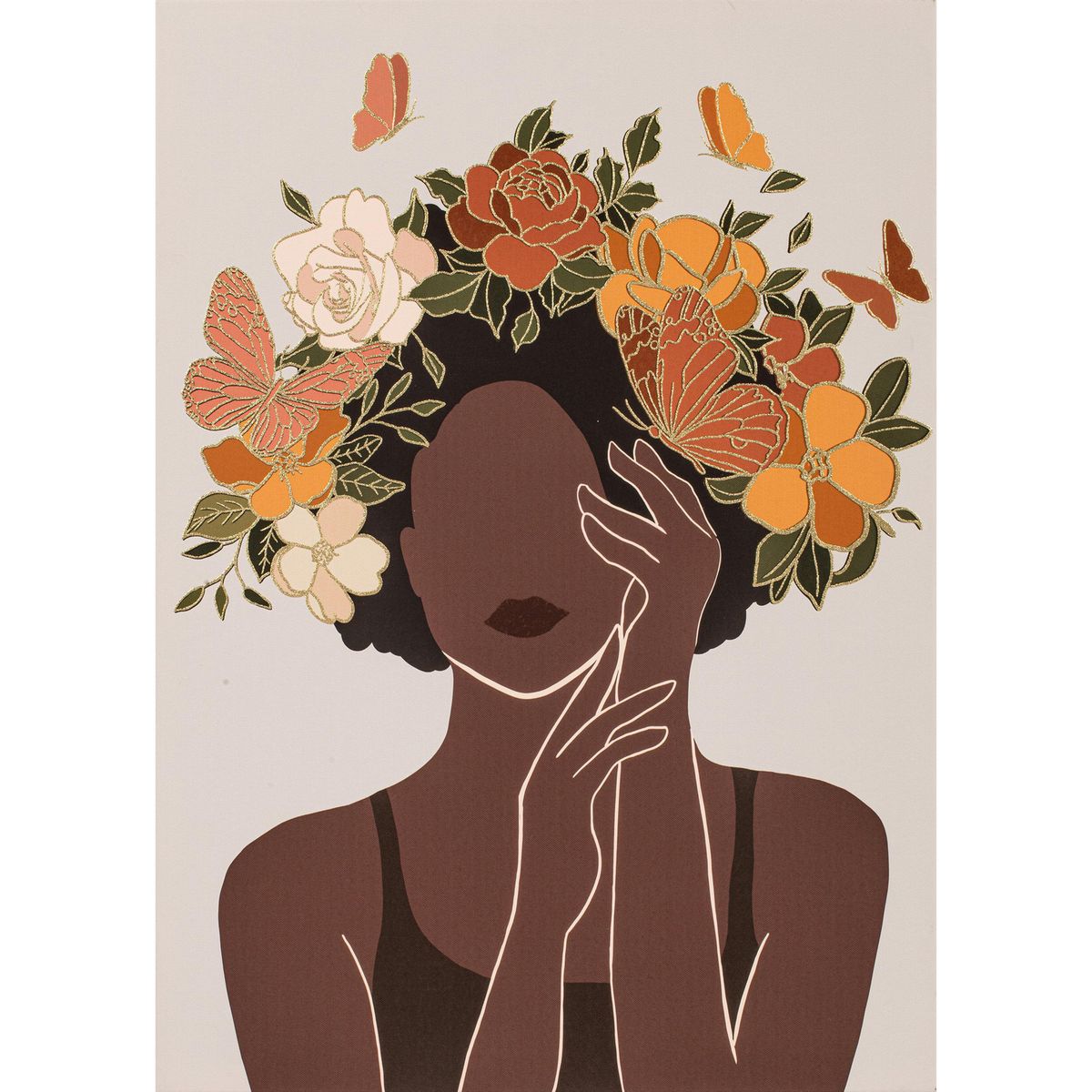 JUST HOME COLLECTION - Cuadro Canvas Mujer Floral 50x70cm