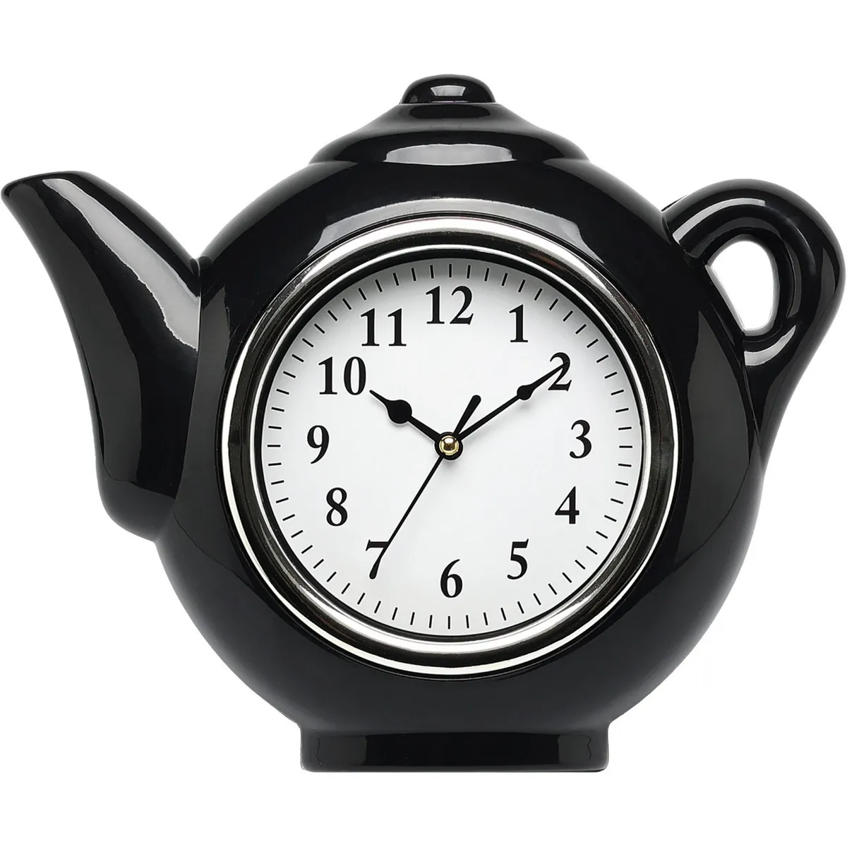 CASA BONITA - Reloj de Pared en Forma Tetera 23x28cm Negro