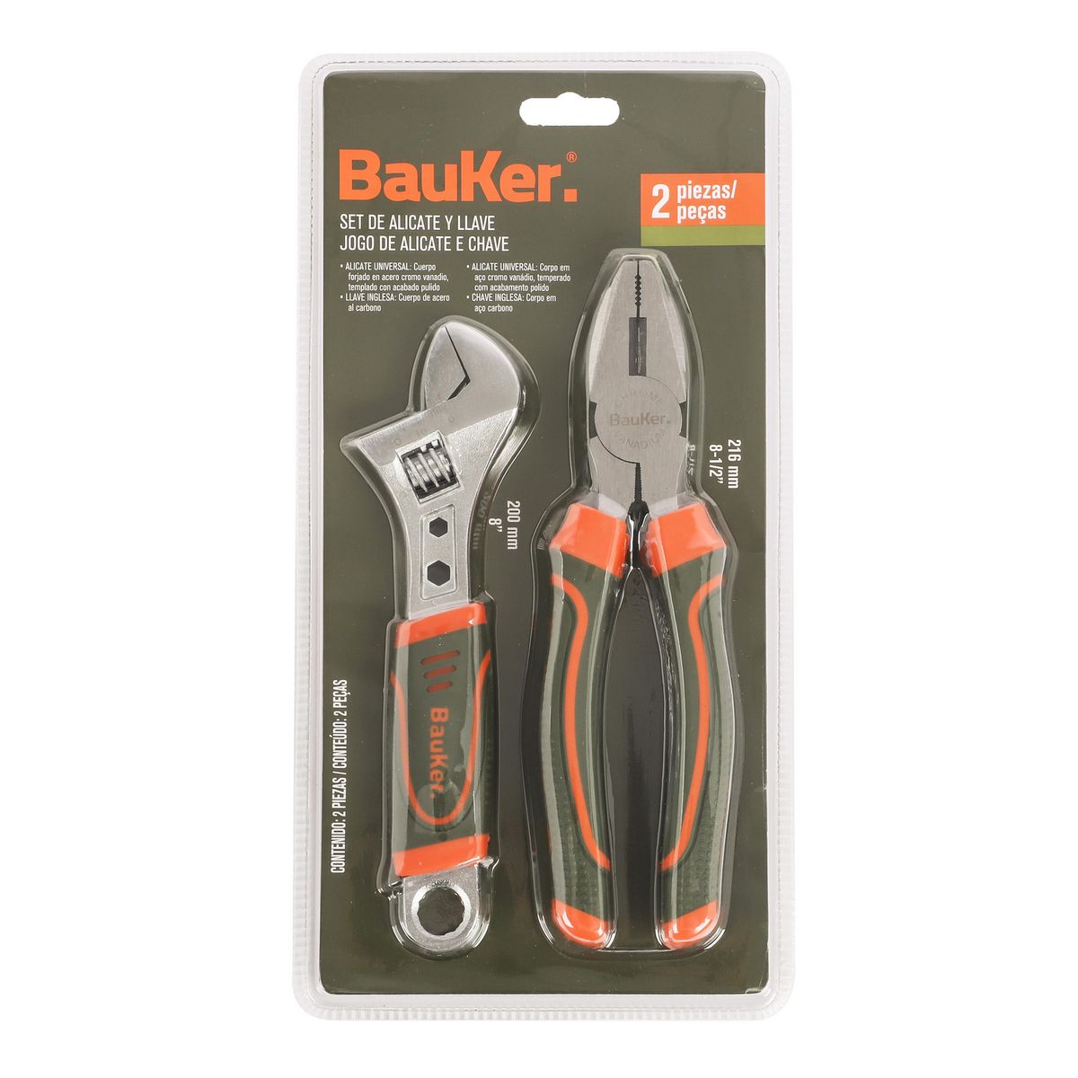 BAUKER - Juego de Alicates 2 Piezas Universal Premium