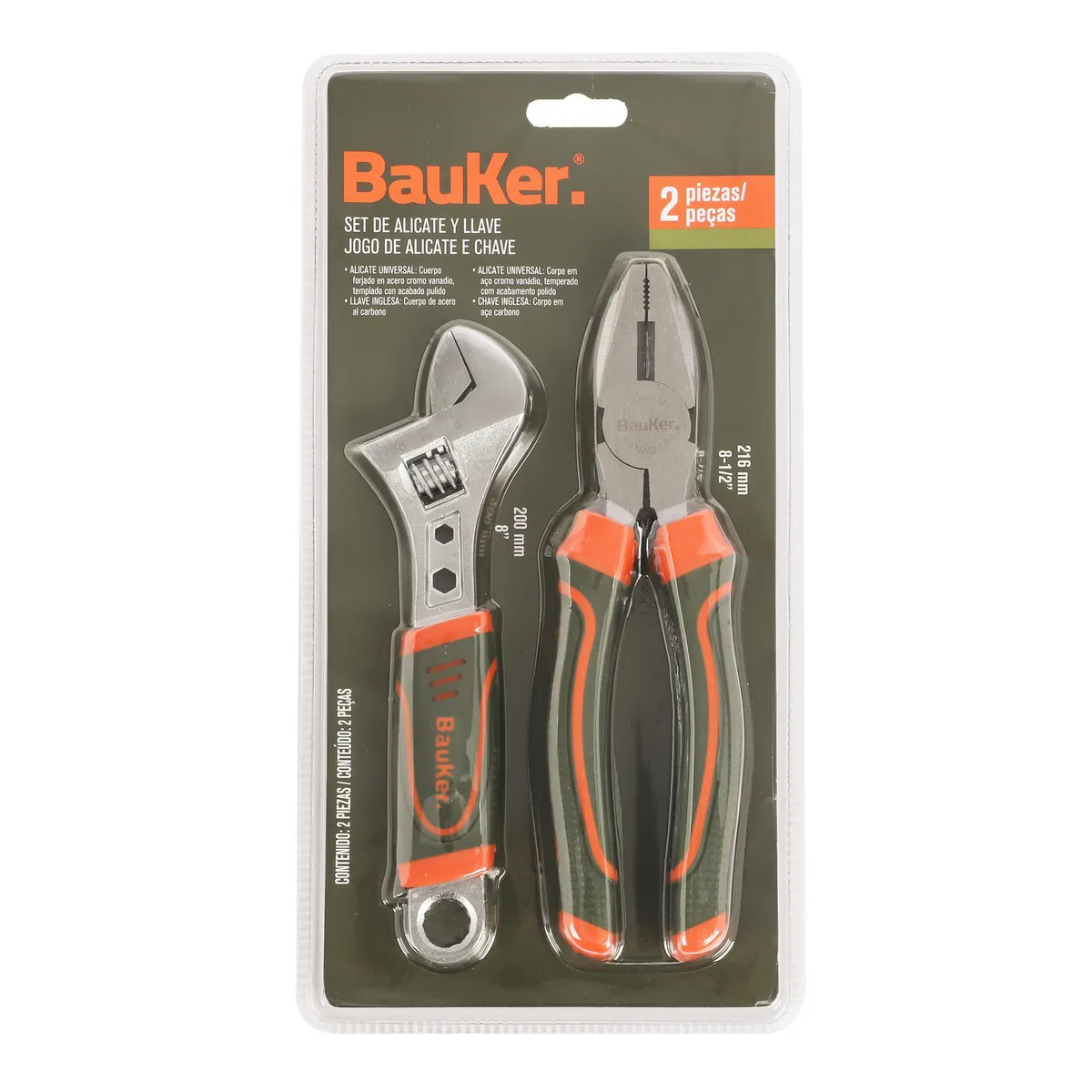 BAUKER - Juego de Alicates 2 Piezas Universal Premium