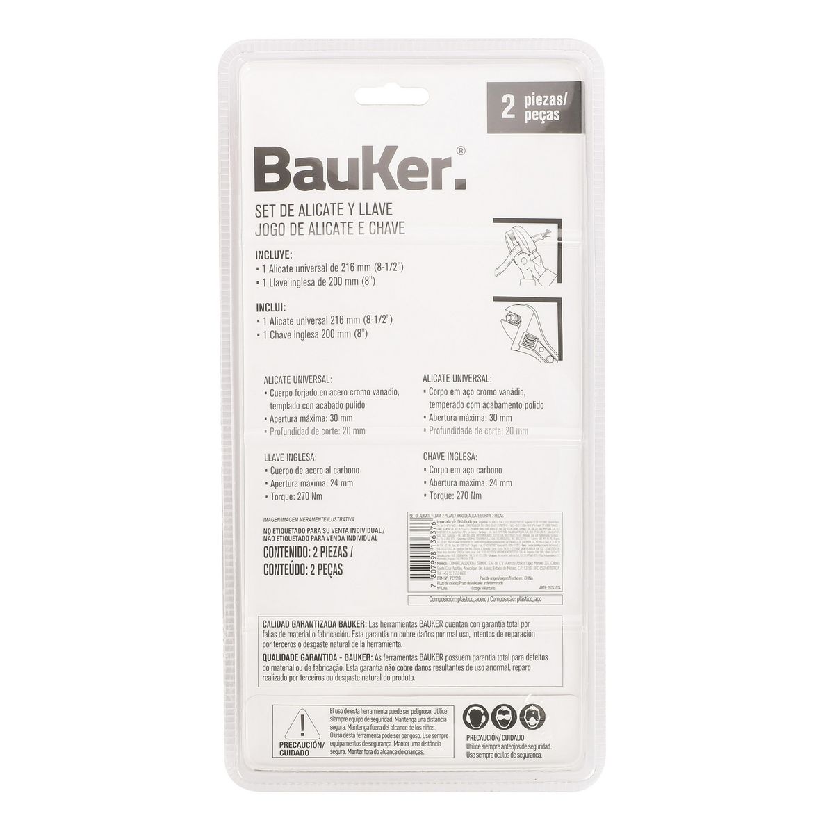 BAUKER - Juego de Alicates 2 Piezas Universal Premium