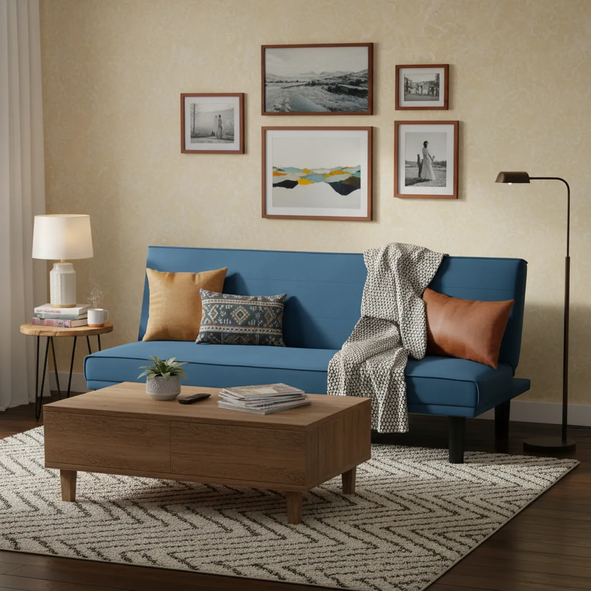 JUST HOME COLLECTION - Sofá Cama Futón 3 Cuerpos Sammy Azul