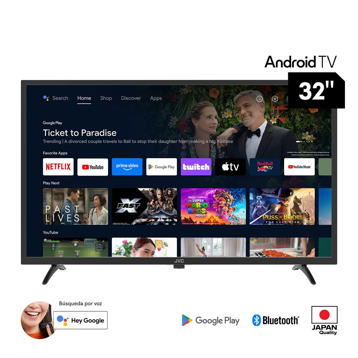 JVC - Televisor Smart Android TV JVC 32" HD LT-32KB127