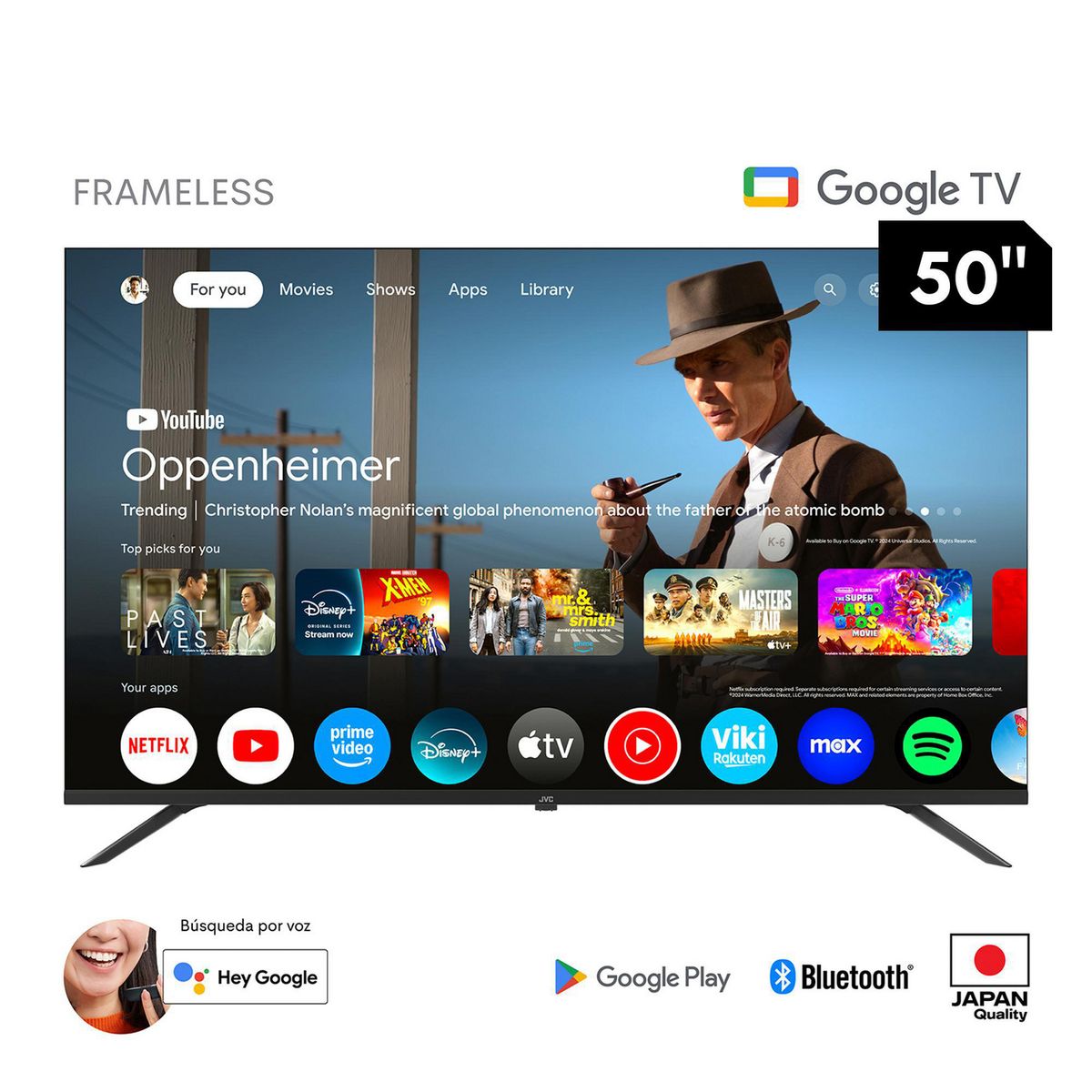 JVC - Televisor Smart TV JVC 50" Ultra HD 4K Frameless LT-50KB538