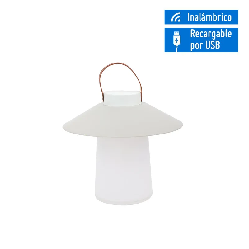 JUST HOME COLLECTION - Lámpara de Mesa LED Inalámbrica Recargable por USB Camp Blanco