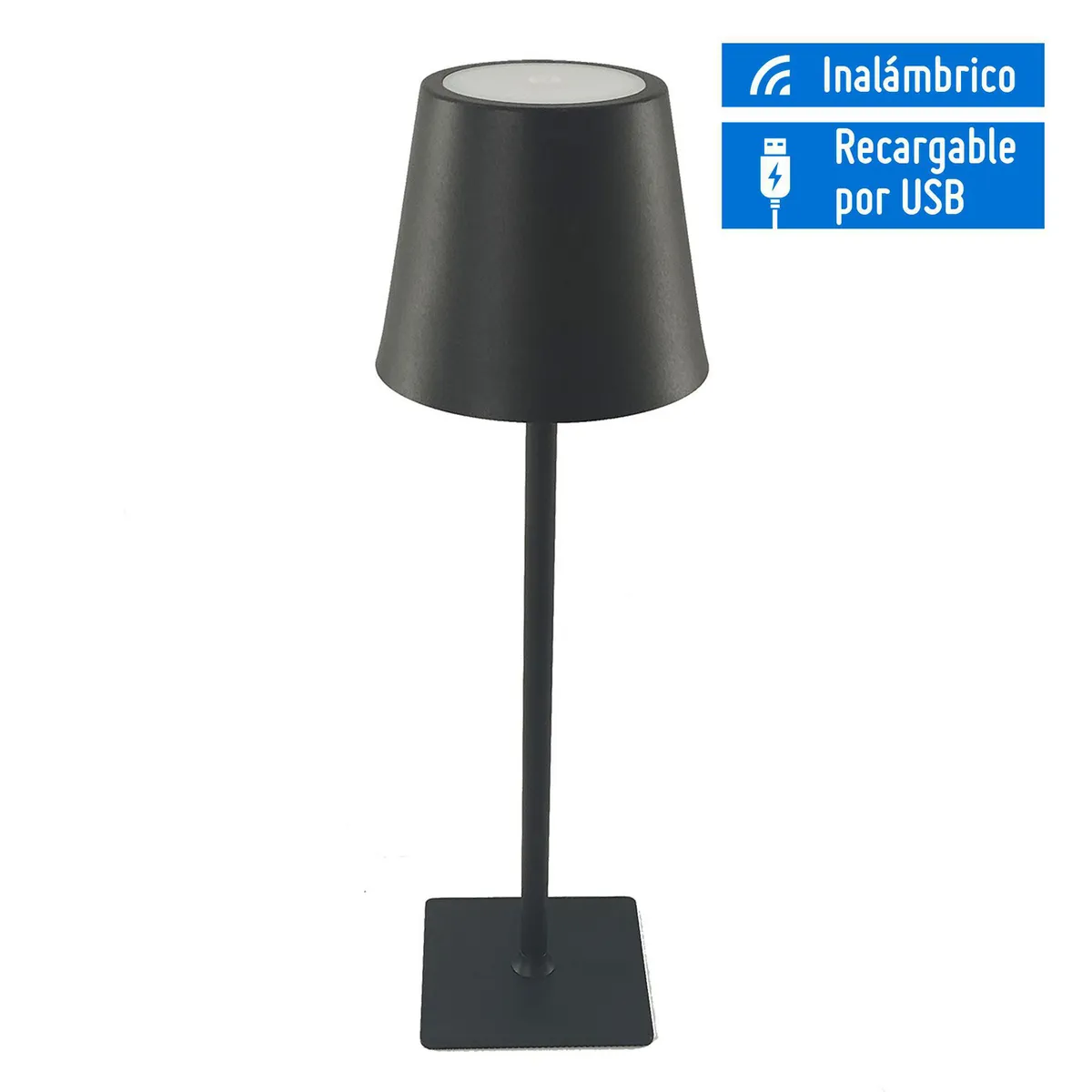 JUST HOME COLLECTION - Lámpara de Mesa Inalámbrica Recargable por USB Sky Negro