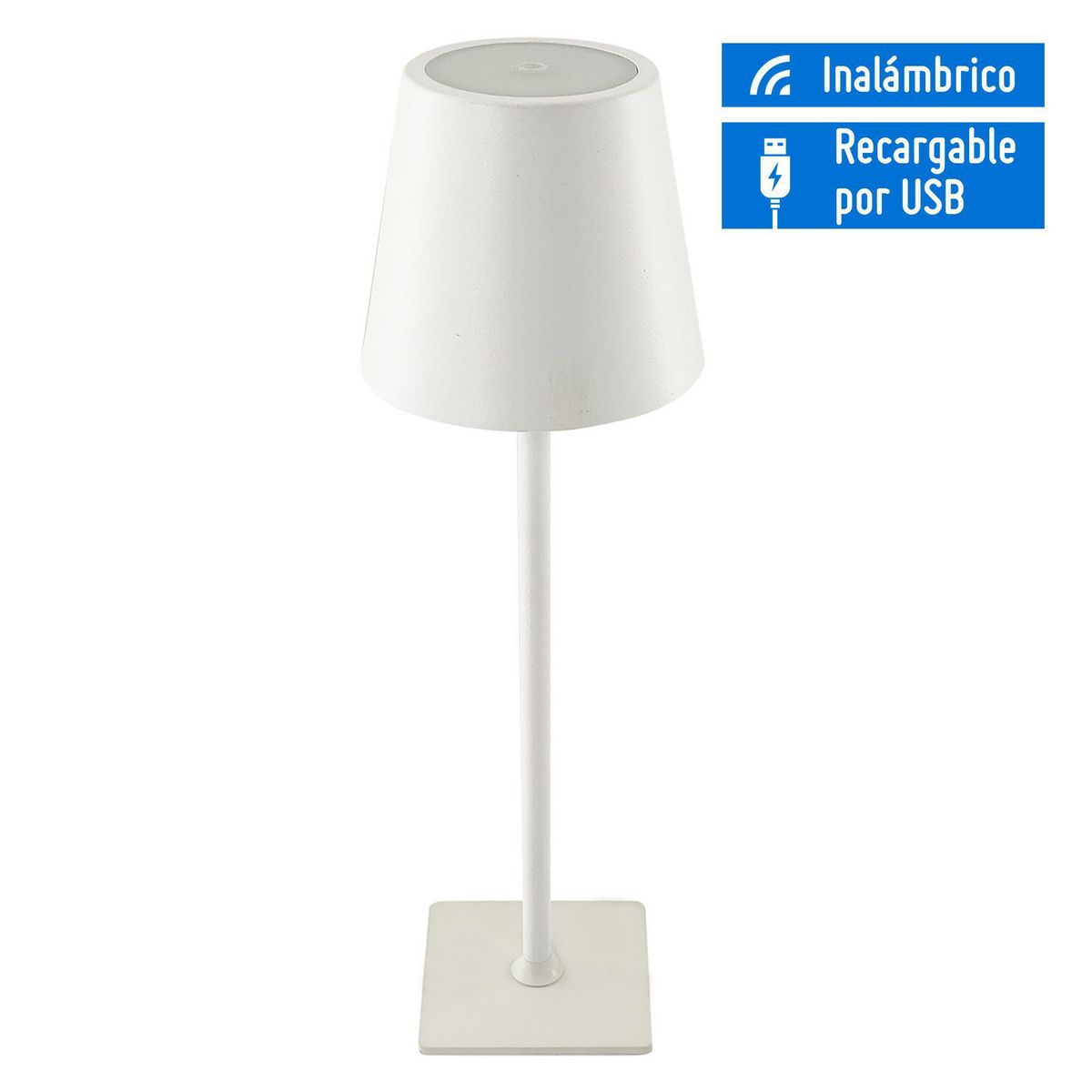 JUST HOME COLLECTION - Lámpara de Mesa Inalámbrica Recargable por USB Sky Blanco