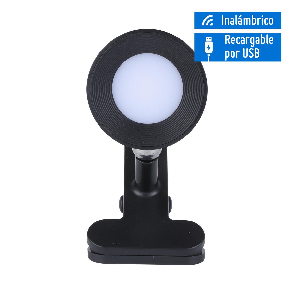 JUST HOME COLLECTION - Lámpara de Escritorio Inalámbrica Recargable por USB Luna Negro