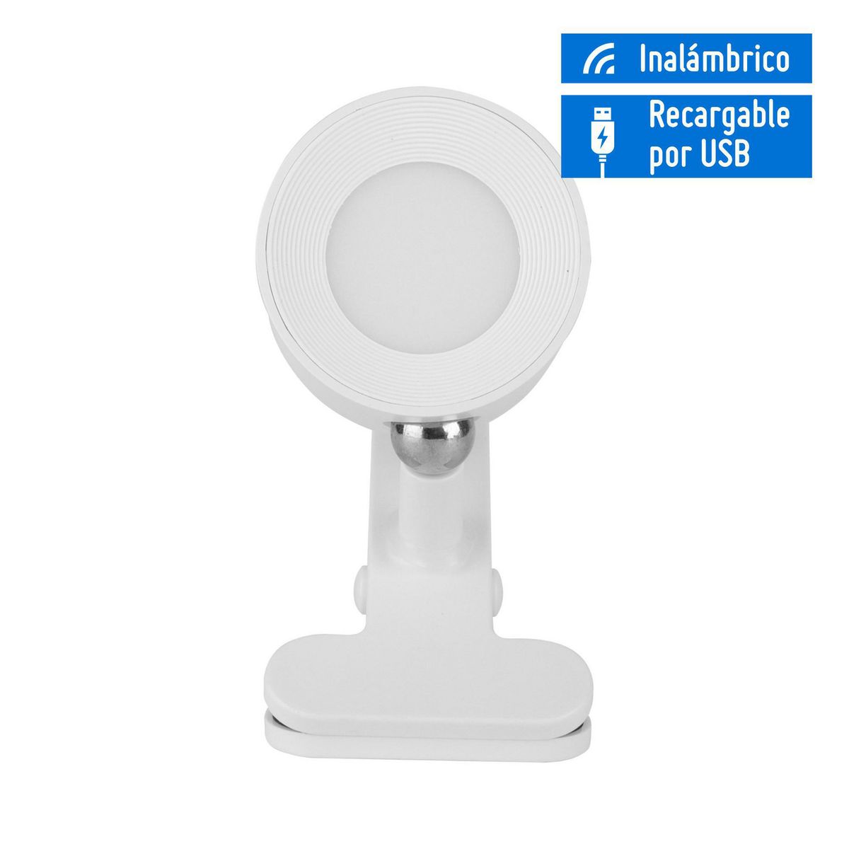 JUST HOME COLLECTION - Lámpara de Escritorio Inalámbrica Recargable por USB Luna Blanco