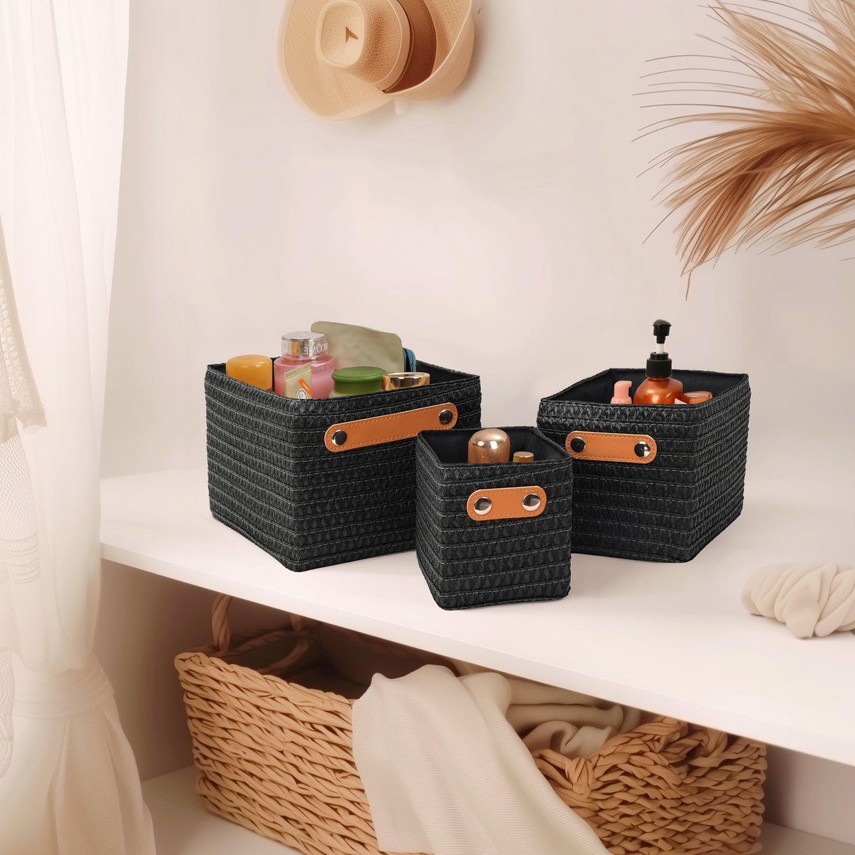 JUST HOME COLLECTION - Set 3 Canasto Tejido Negro