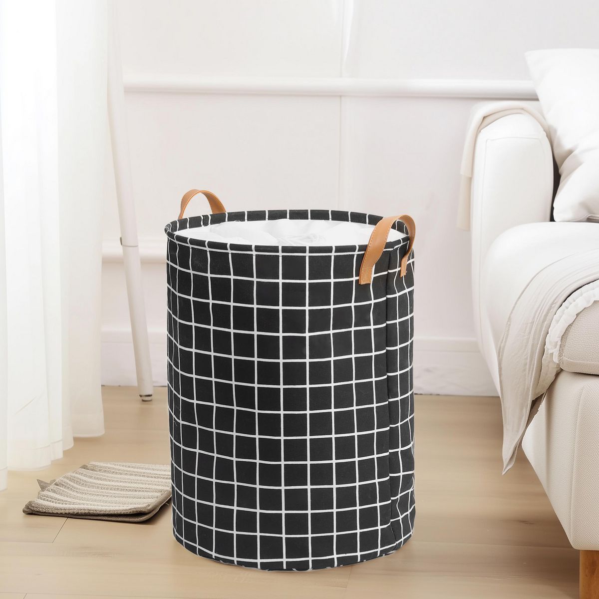 JUST HOME COLLECTION - Cesto para Ropa Checker Negro