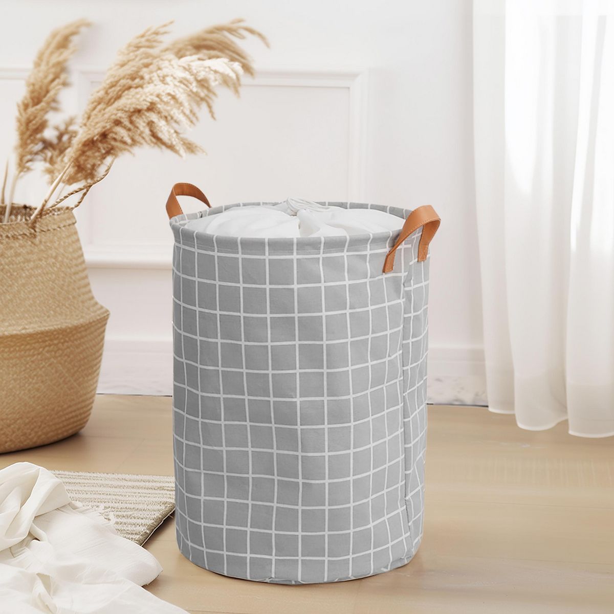 JUST HOME COLLECTION - Cesto para Ropa Checker Gris