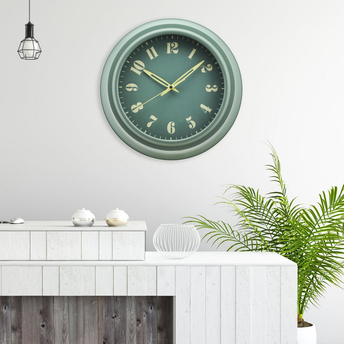 JUST HOME COLLECTION - Reloj de Muro Vara Verde 25cm