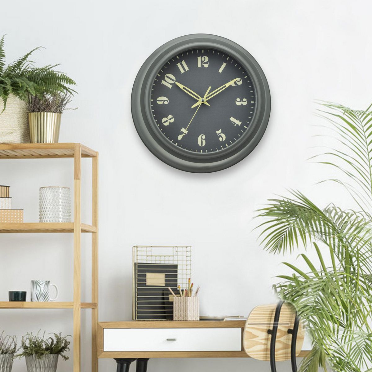 JUST HOME COLLECTION - Reloj de Muro Vara Gris 25cm