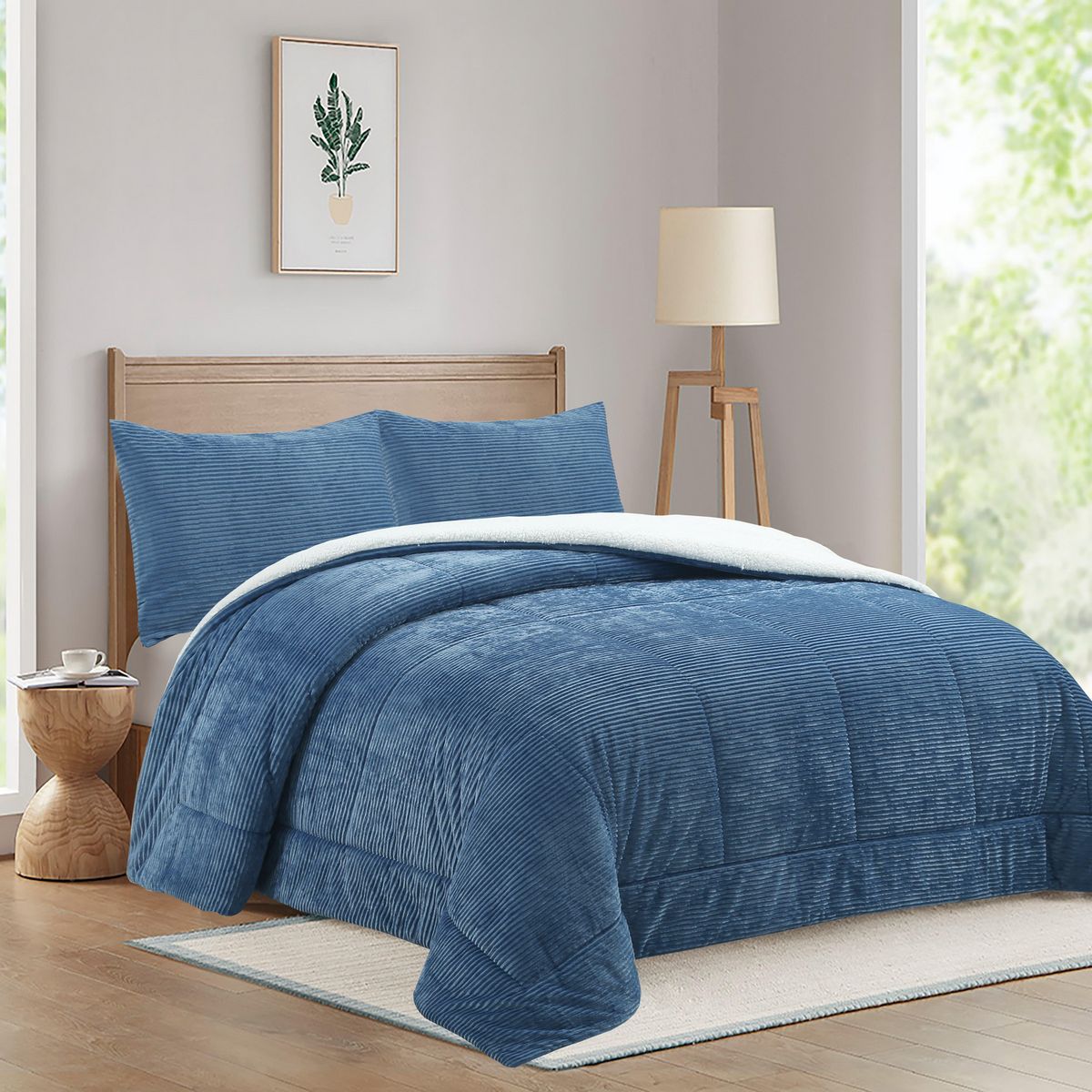 JUST HOME COLLECTION - Plumón Liso 2 Plazas Azul