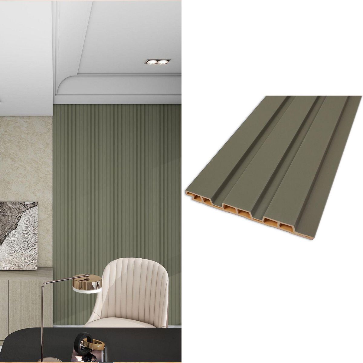 HOLZTEK - Wall Panel WPC Verde Oliva 240x12.2cm 0.28m2 - Venta por Unidad