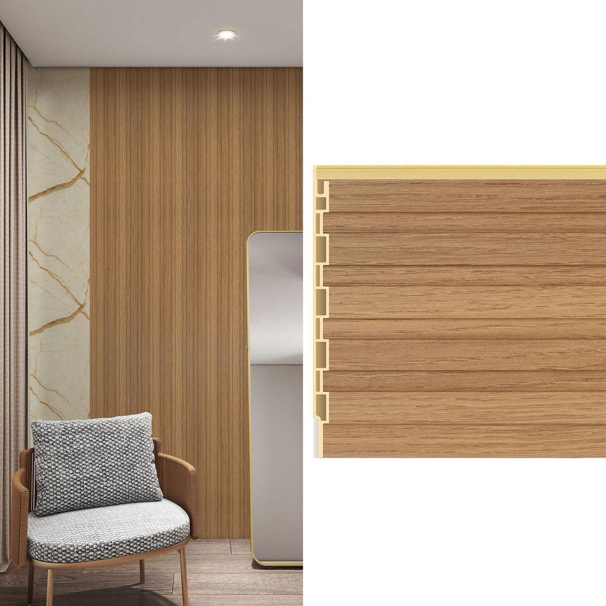 HOLZTEK - Wall Panel WPC Café Slim Claro 240x16.6cm 0.39m2 - Venta por Unidad