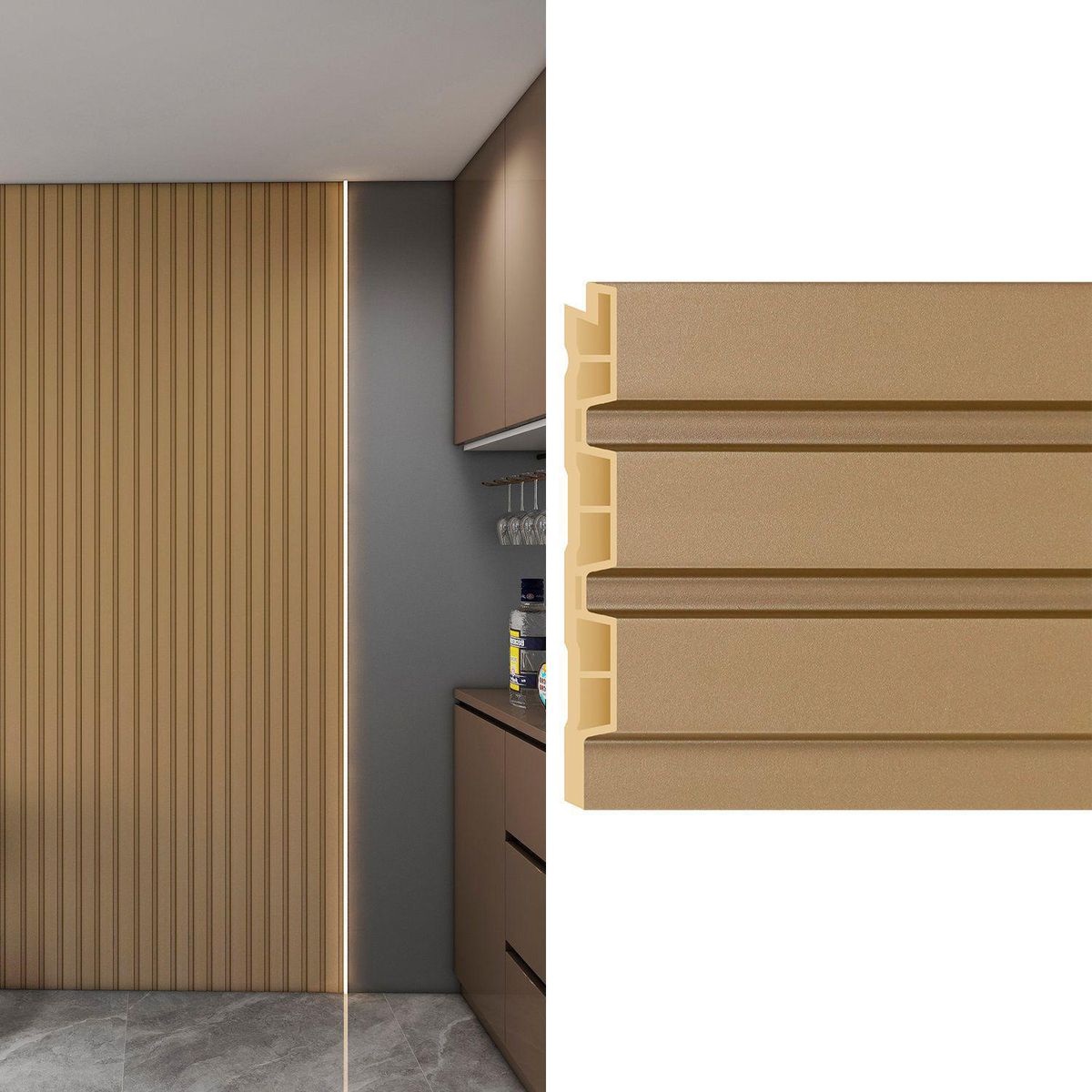HOLZTEK - Wall Panel WPC Dorado 240x12.2cm 0.28m2 - Venta por Unidad