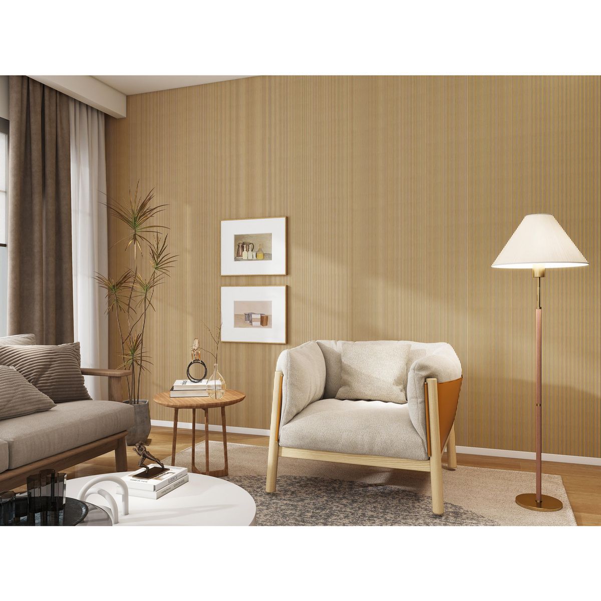 HOLZTEK - WallPanel Poliestireno Café 30.4x240 cm 0.72m2 Micro Claro