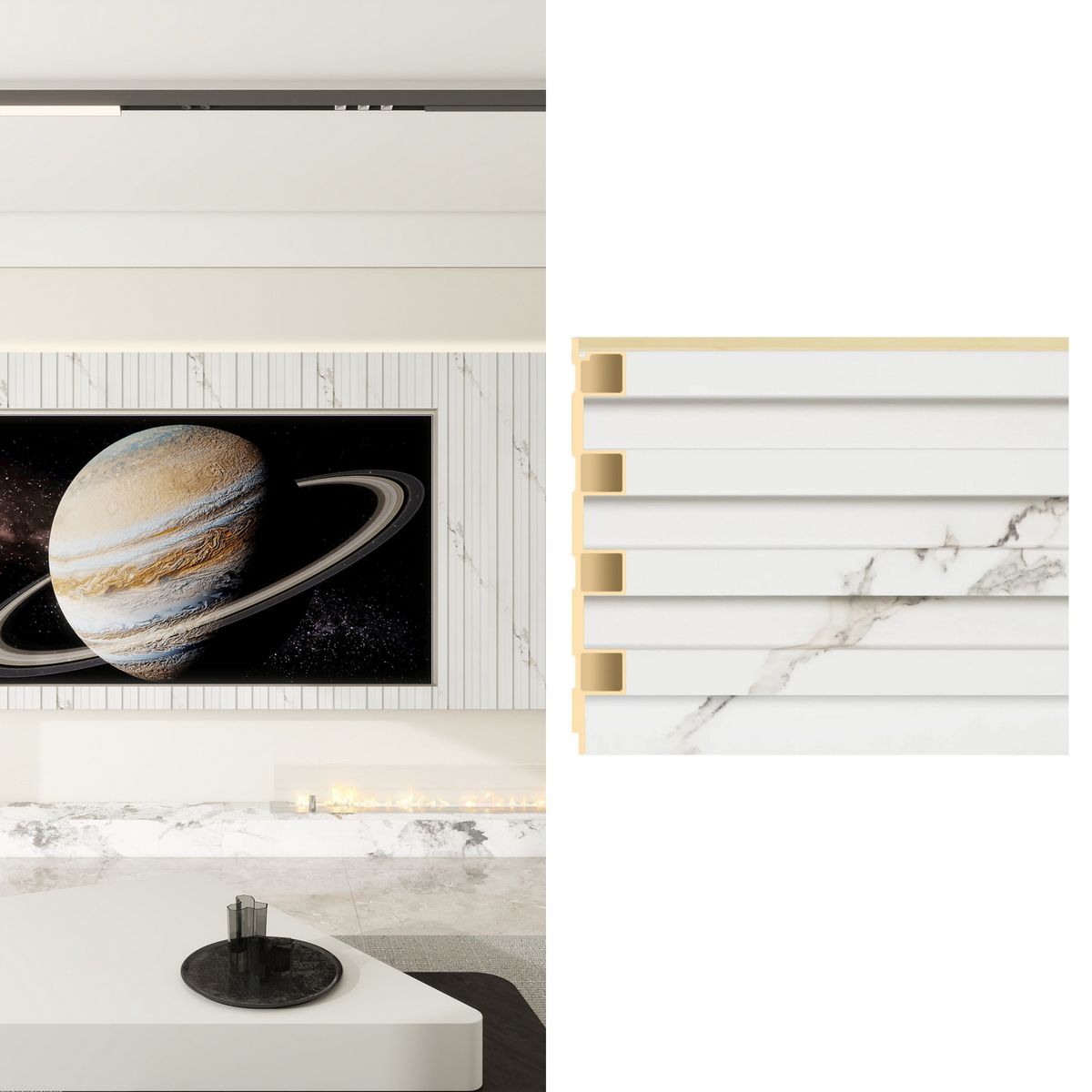 HOLZTEK - Wall Panel WPC Mármol Blanco 240x16.8cm 0.39m2 - Venta por Unidad