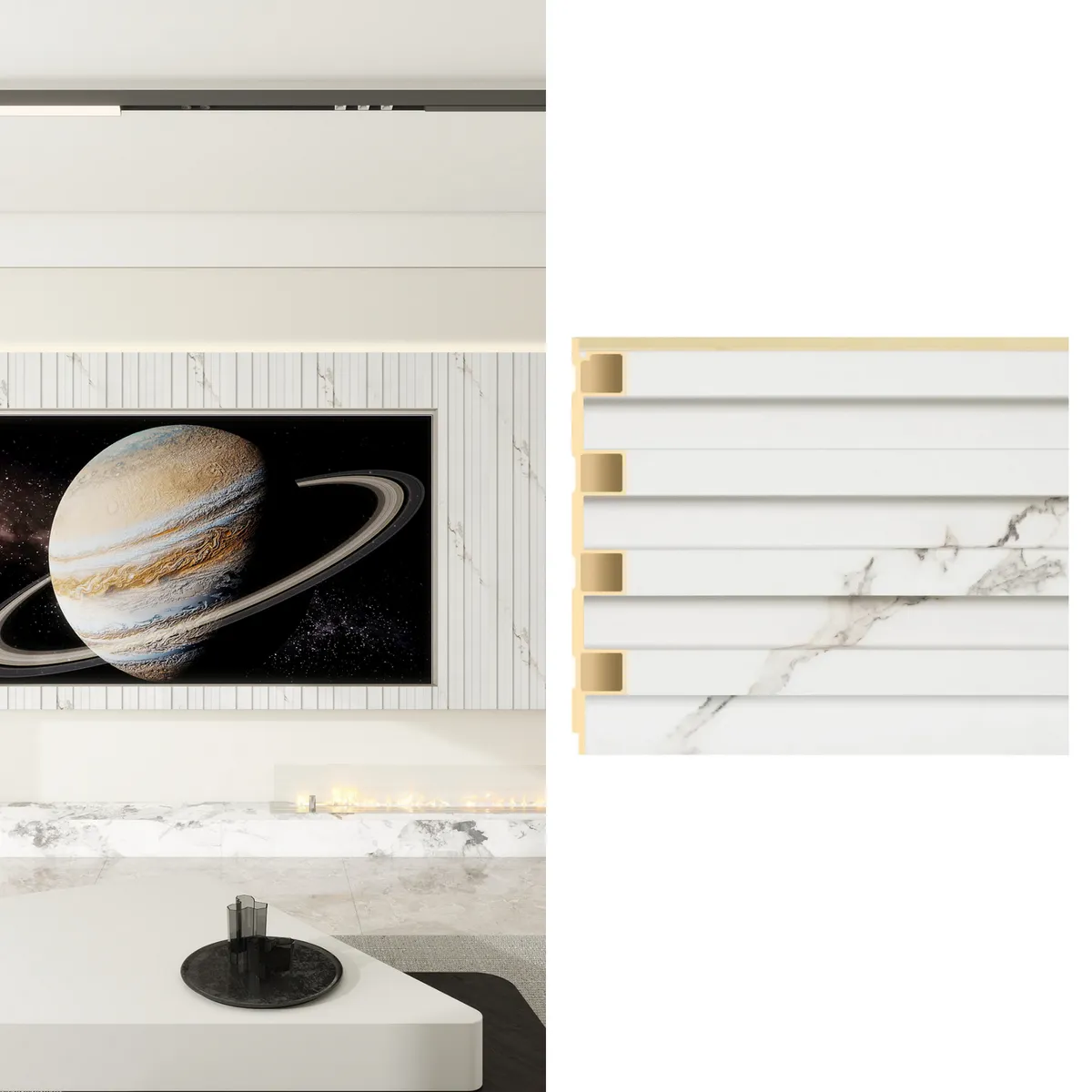 HOLZTEK - Wall Panel WPC Mármol Blanco 240x16.8cm 0.39m2 - Venta por Unidad