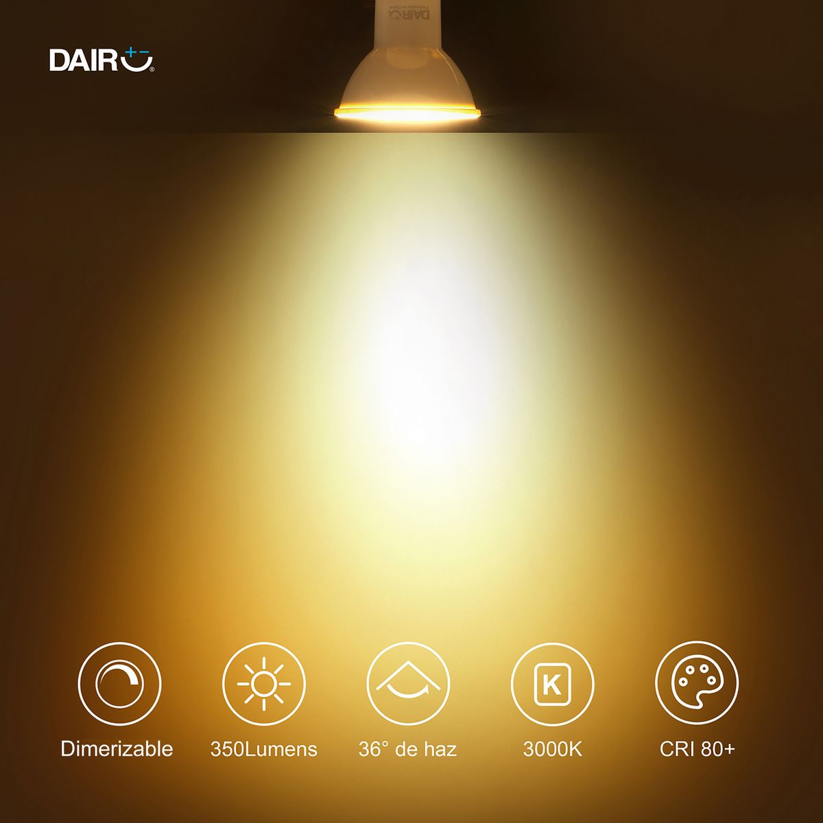 DAIRU - LED GU10 3 Tonos 4W 350lm Luz Cálida