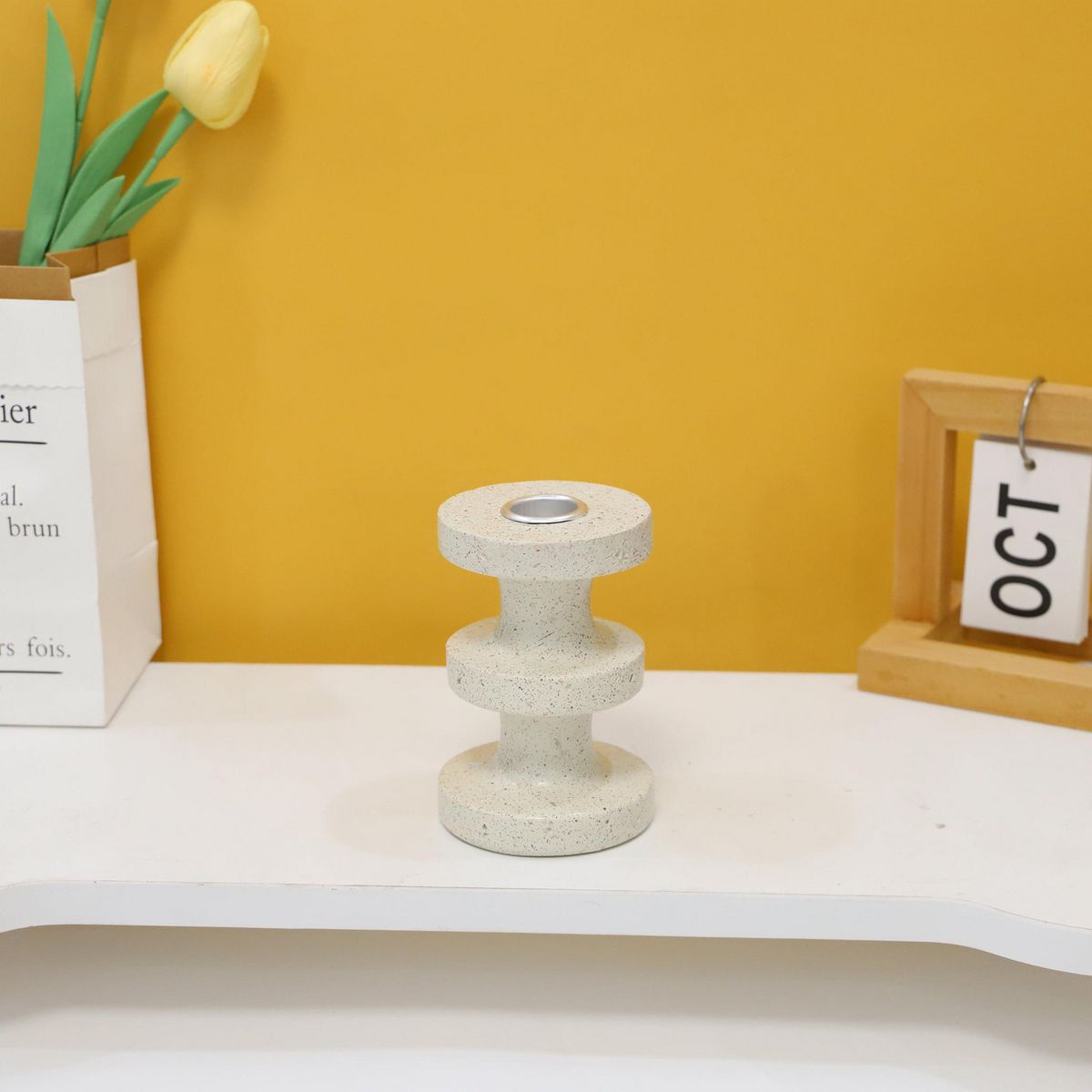 JUST HOME COLLECTION - Candelabro de Cerámica Blanco 11cm