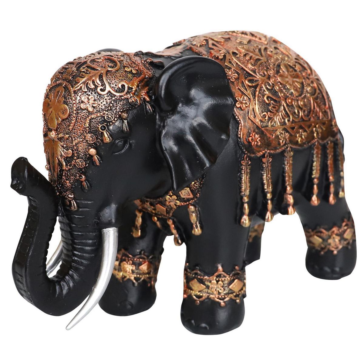 JUST HOME COLLECTION - Elefante Dorado/Negro 17cm