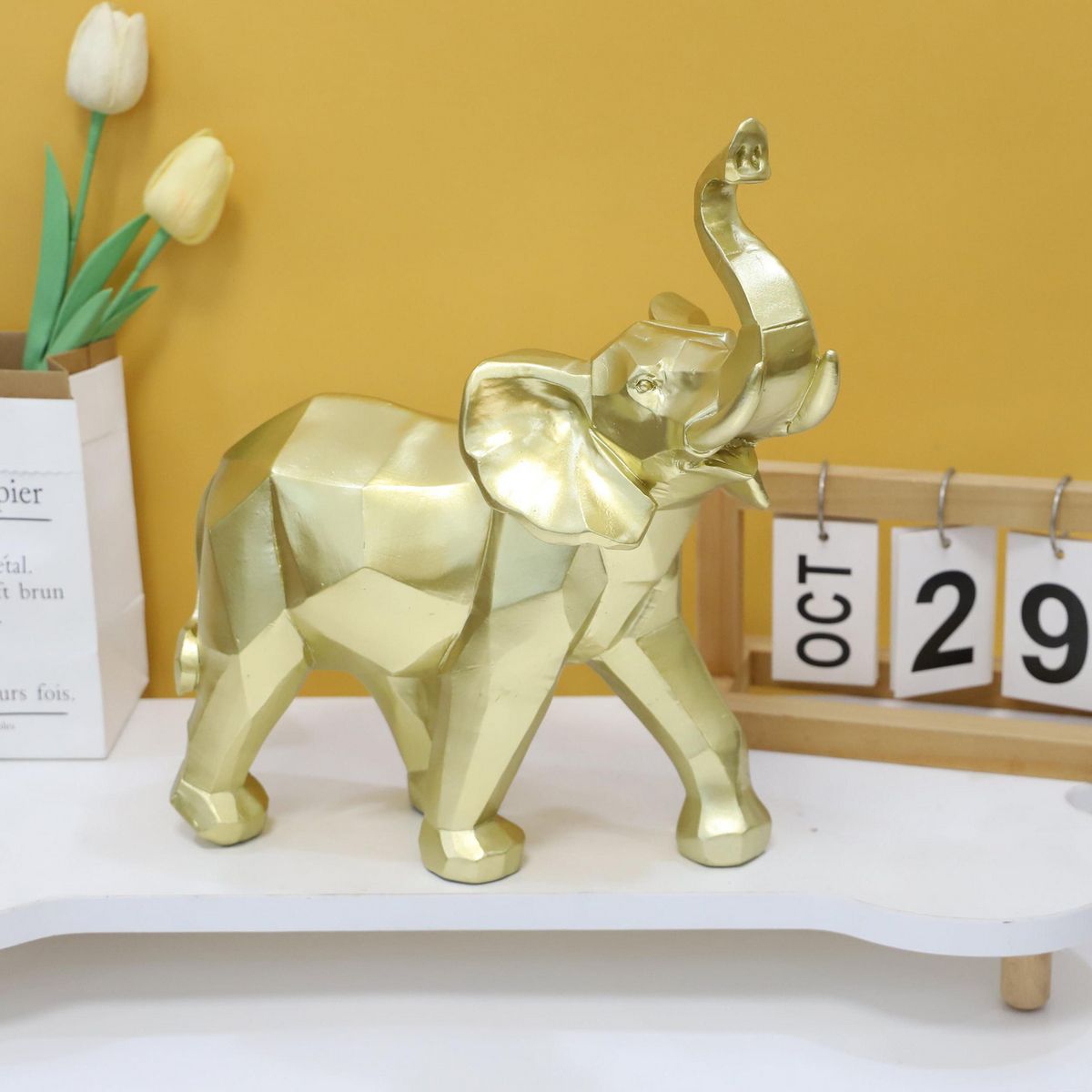 JUST HOME COLLECTION - Elefante Origami Dorado 30cm