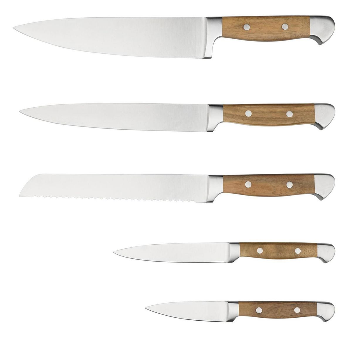 JUST HOME COLLECTION - Juego de Cuchillos Base de Madera 5 Piezas