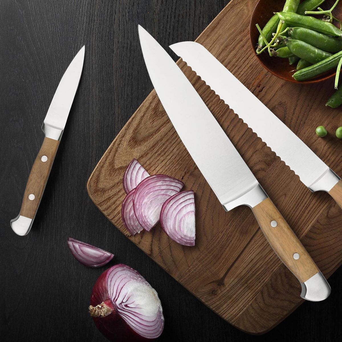 JUST HOME COLLECTION - Juego de Cuchillos Base de Madera 5 Piezas