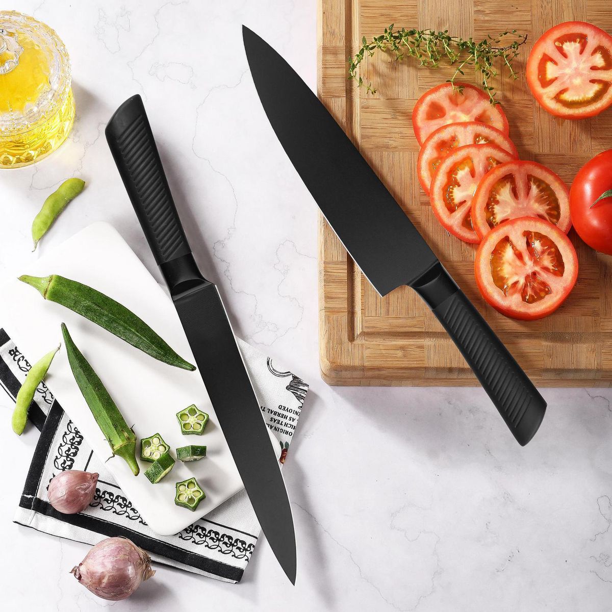 JUST HOME COLLECTION - Juego de Cuchillos Base de Madera 6 Piezas