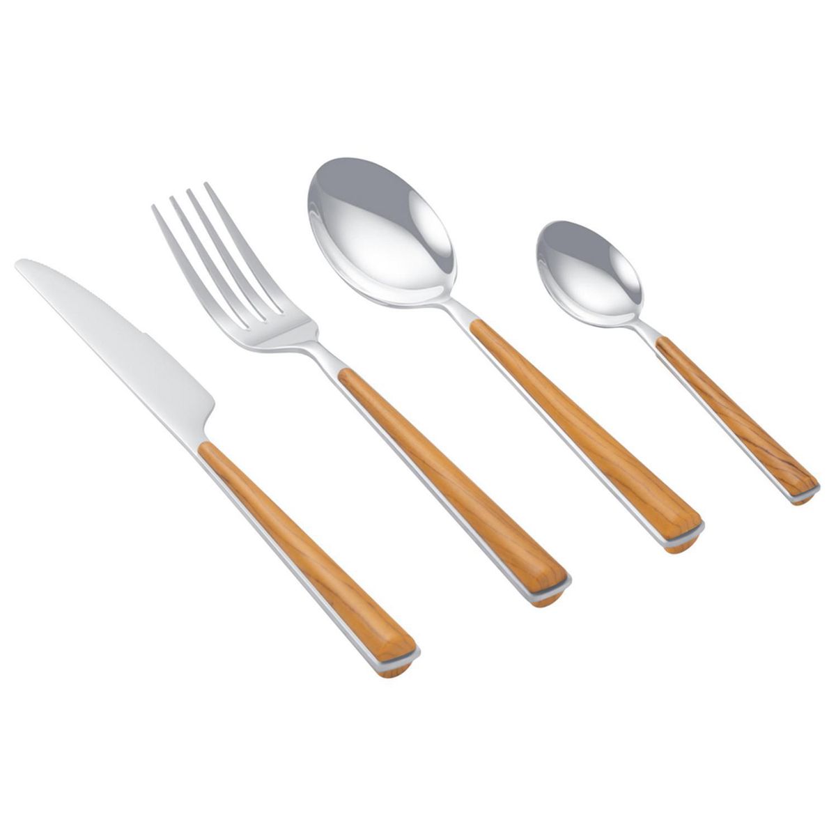 JUST HOME COLLECTION - Set de Cubiertos Mango de Madera 24 Piezas