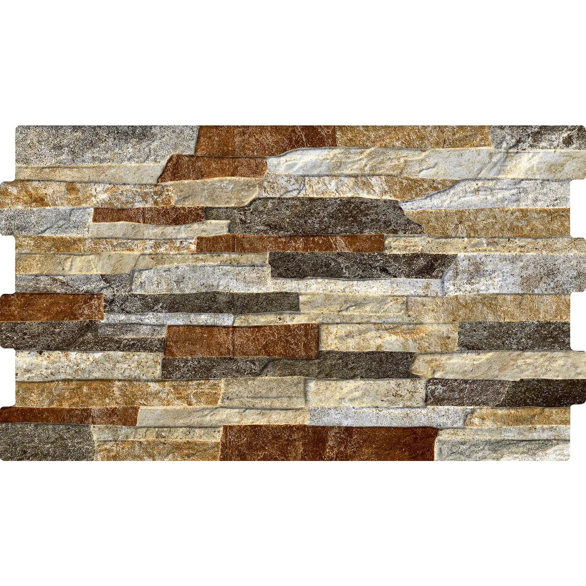 HOLZTEK - Fachaleta de Cerámica Tipo Piedra Alcazar Mix Café 31x54cm 1.51m2