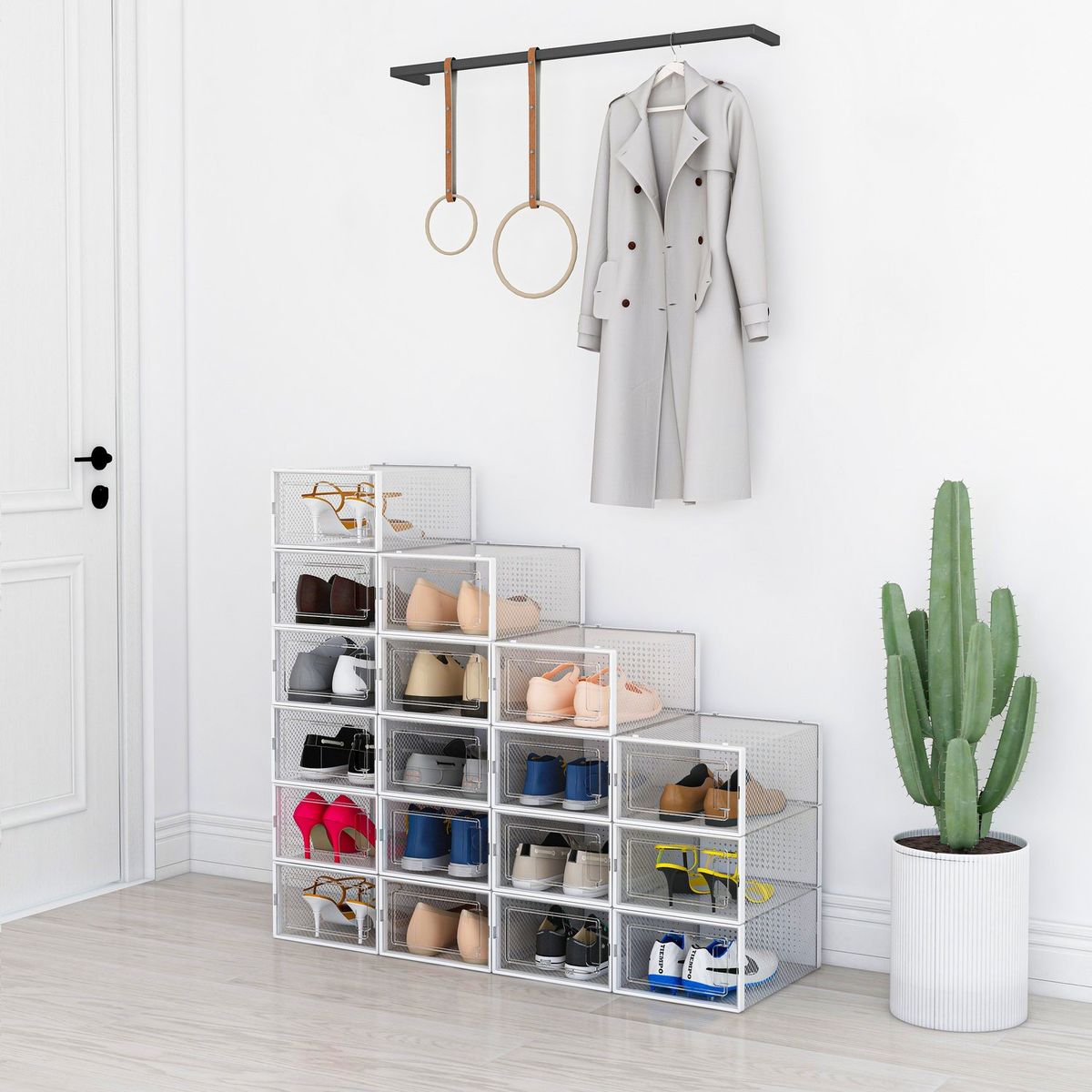 JUST HOME COLLECTION - Set x 10 Cajas Plásticas Organizadoras para Zapatos Apilables