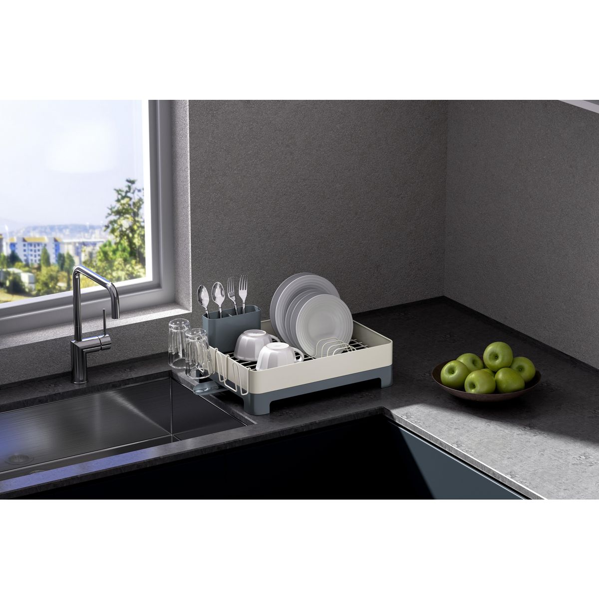 JUST HOME COLLECTION - Secaplato Blanco/Gris 51x32x24.6cm