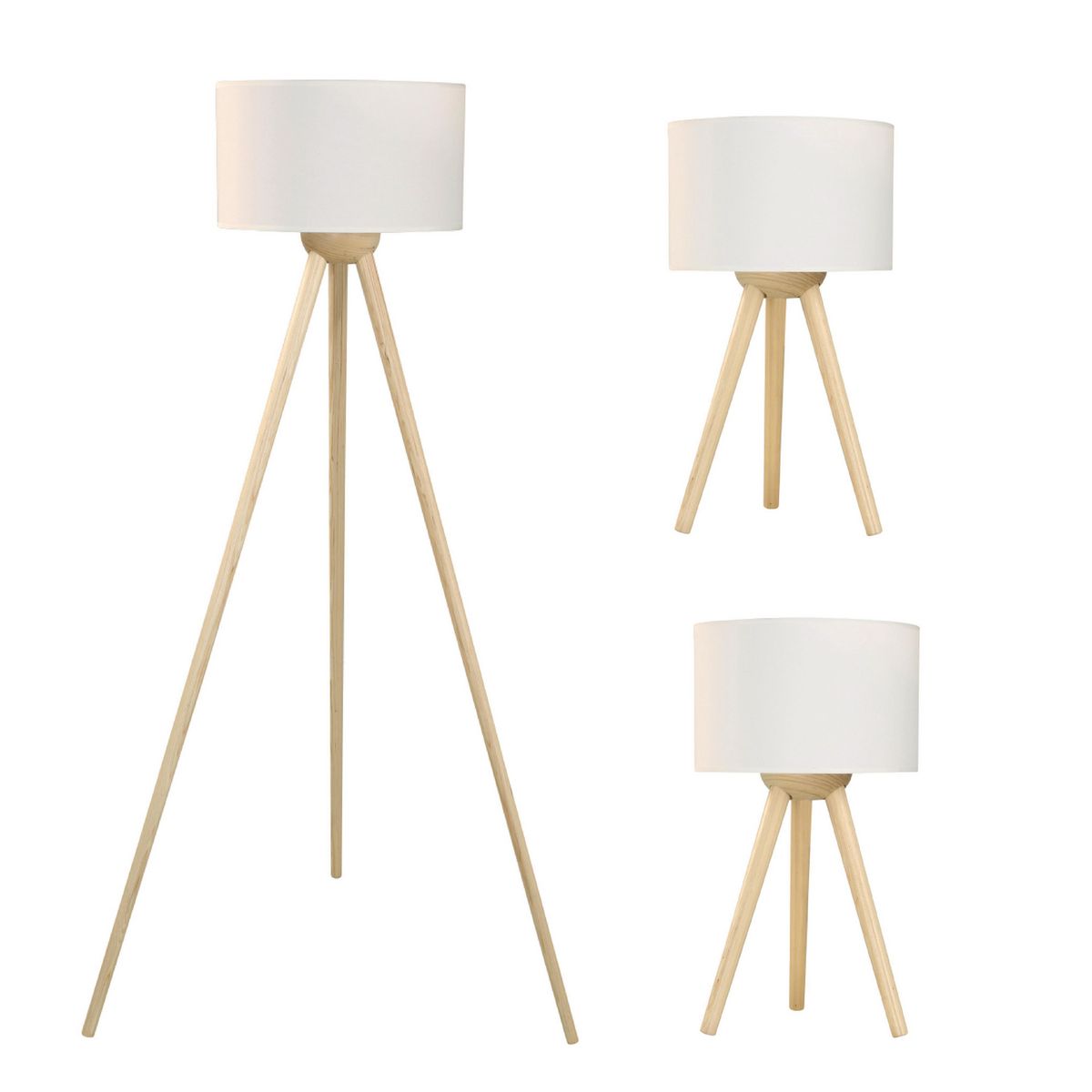 JUST HOME COLLECTION - Combo Lina 1 Lámpara de Pie + 2 Lámparas de Mesa Natural