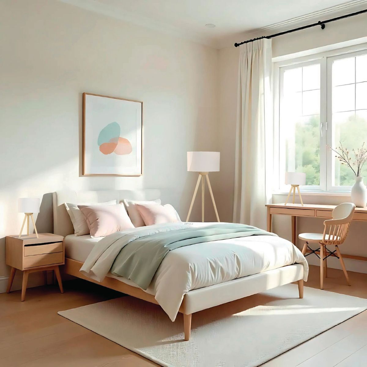 JUST HOME COLLECTION - Combo Lina 1 Lámpara de Pie + 2 Lámparas de Mesa Natural