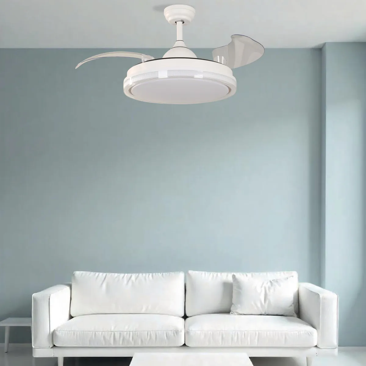 JUST HOME COLLECTION - Ventilador de Techo con Luz LED Plegable Blanco
