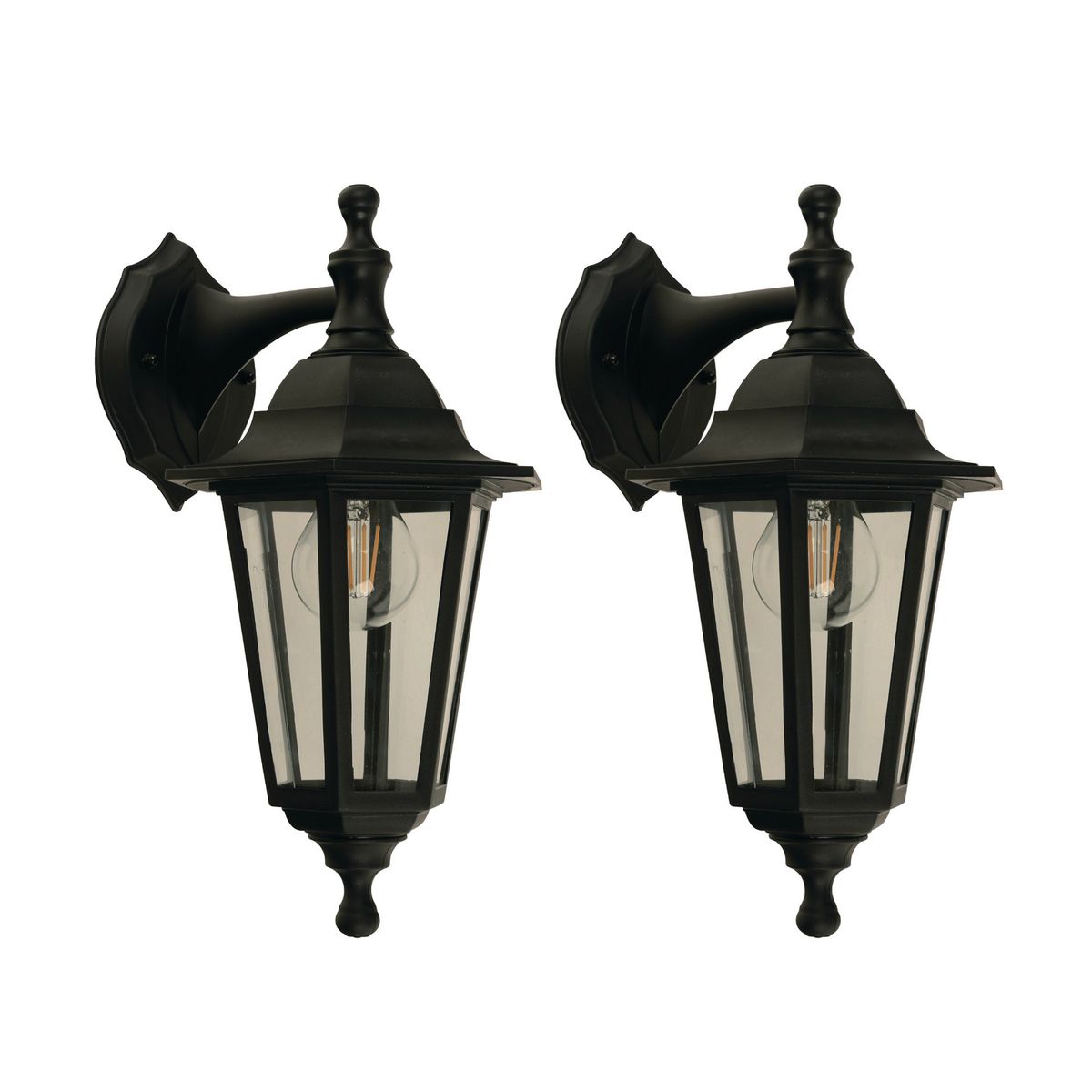 JUST HOME COLLECTION - Pack 2 Faroles de Muro Negro 1L E27