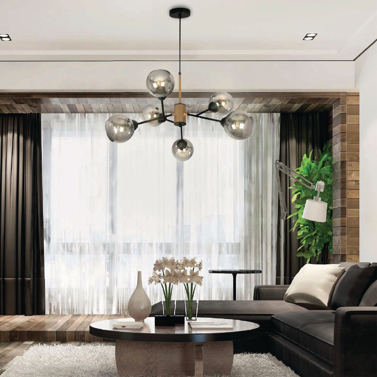 JUST HOME COLLECTION - Lámpara Colgante Paul Negro 6L E27